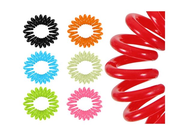 Spiralhaargummi, Telefonkabelhaargummi, farblich sortiert 10 St/Pack, Kunststoff