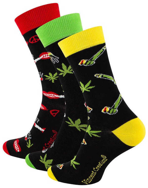 Vincent Creation® Unisex Casual-Socken "Weed" im 3er Pack